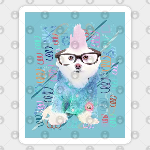 Hipster dog Magnet by Mimie20